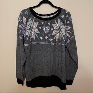 Y2K Pink Victoria’s Secret Vintage S sweatshirt sequin winter snowflakes heart